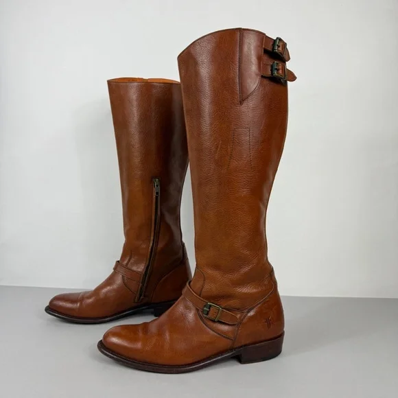 Frye Cognac Brown Leather Riding Boots - Picture 3 of 12